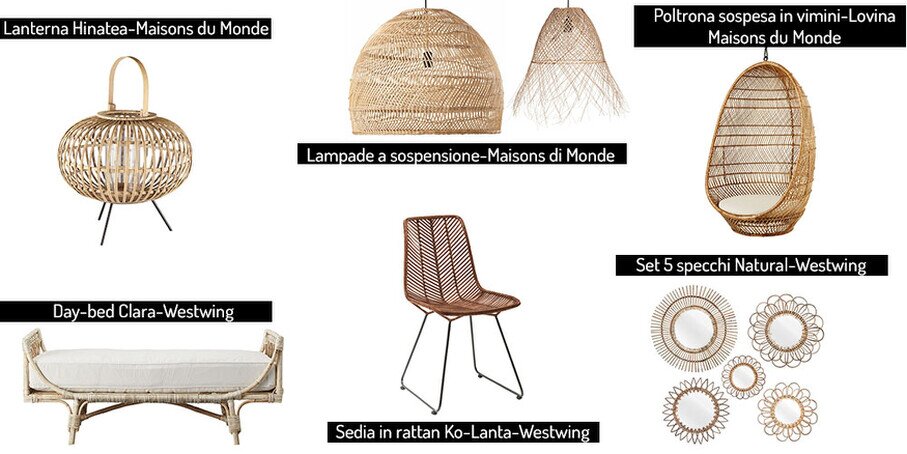 arredi in vimini e rattan-shopping list
